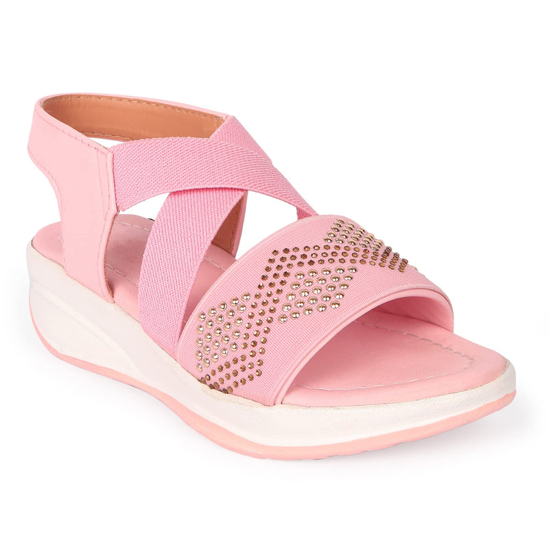 SIYA Freeplay Pink Stone embellished Sandals for Girls/Kids - 2-10 years