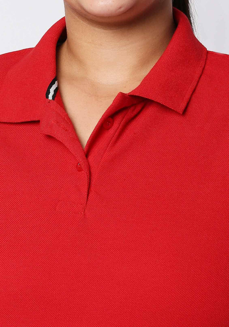 Wear Your Opinion Womens Polo Collar Neck T-Shirt Top (Design: Solid,Red,X-Large)