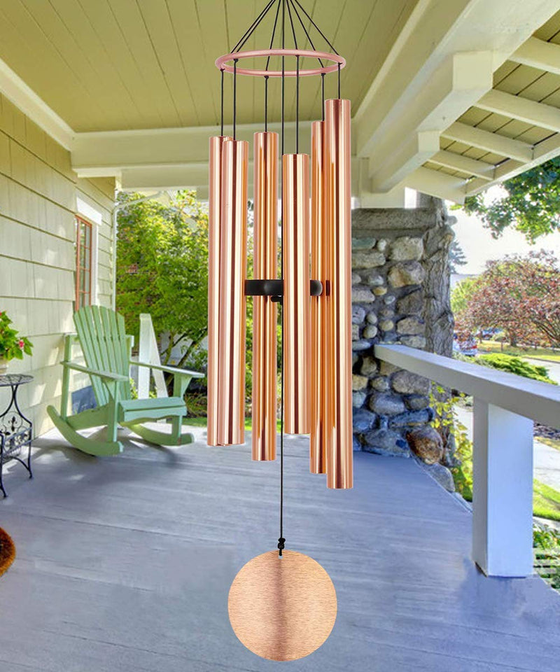 Paradigm Pictures 30 inch Big Wind Chimes for Home Balcony Positive Energy (Big Rose Gold 6 Pipe Metal)