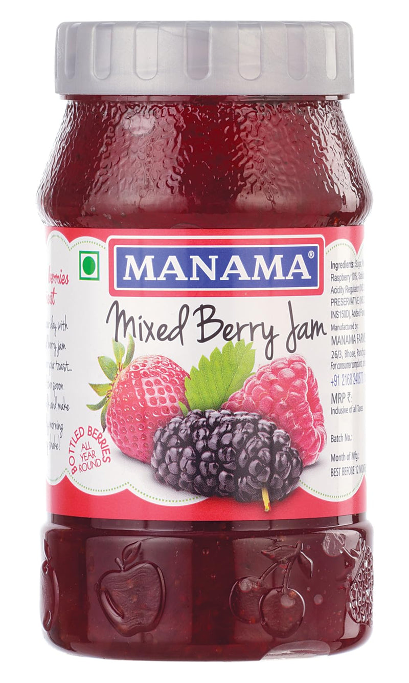 Manama Mixed Berry Jam (Raspberry, Strawberry and Mulberry), Pack of 1, 500GMS Each