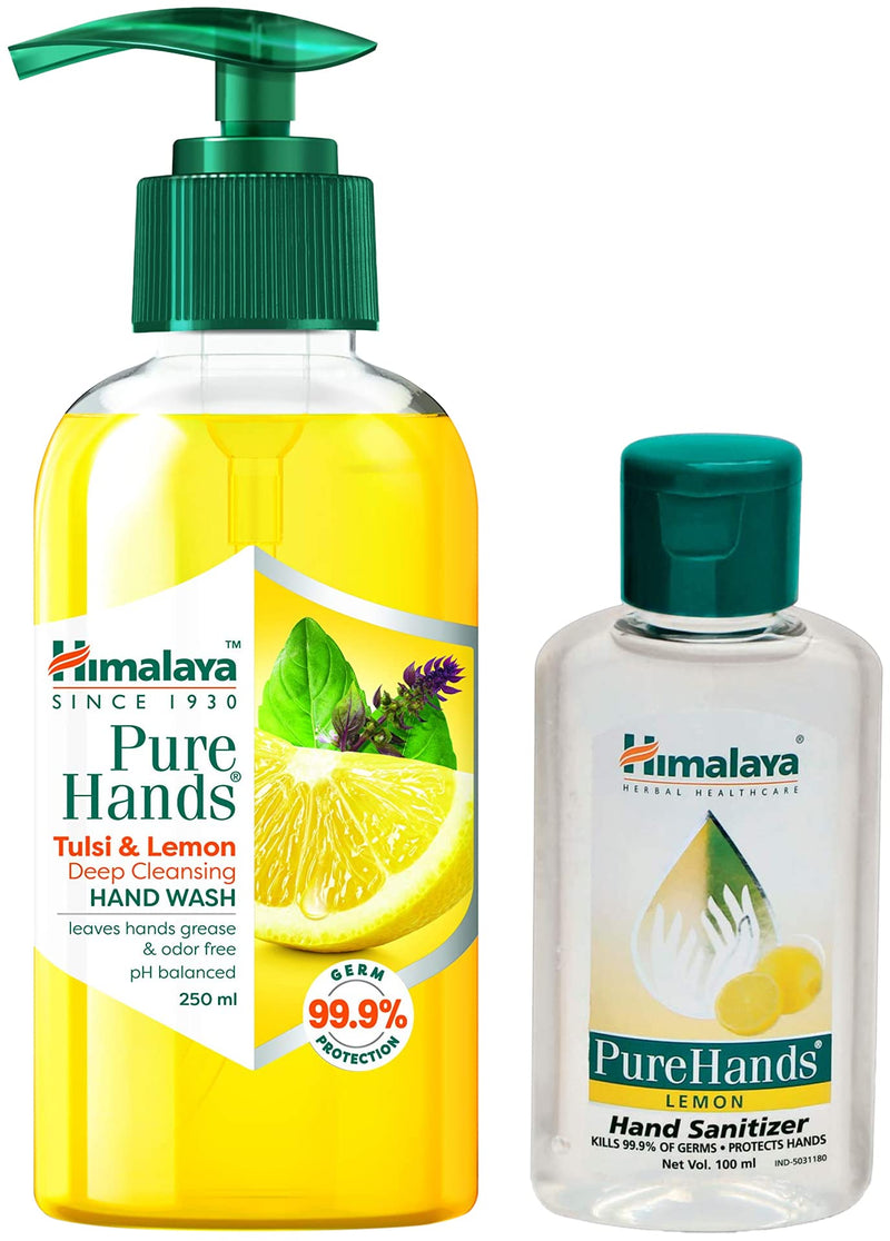 Himalaya Pure Hands Deep Cleansing Tulsi and Lemon Pump 250 ml & Himalaya PureHands Hand Sanitizer, 100ml