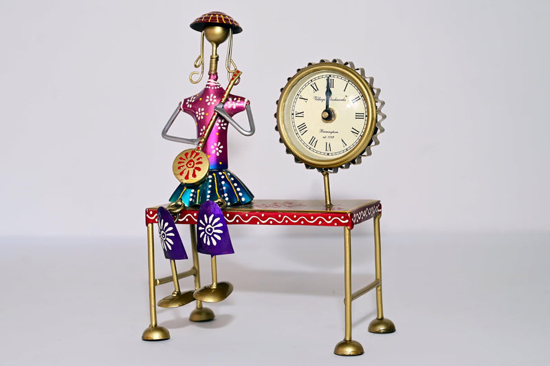 OBRA MIA Handpainted Metal and Iron Clock - Gift Craft Table Clock/Office Desk/Decorative Showpiece/Home Decor Items.