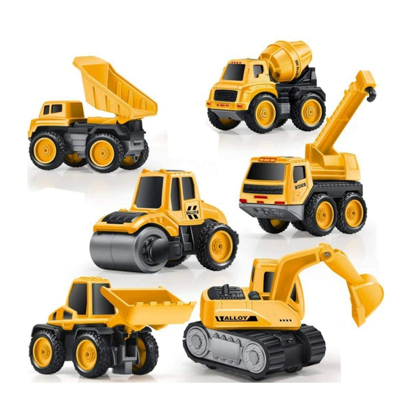 TEC TAVAKKAL Metal Team Car Unbreakable Engineering Automobile Construction Car Toys Set for Children Kids Crane Excavator Road Roller Forklift Mixer Truck Transporter Truck Machine Construction Toys.