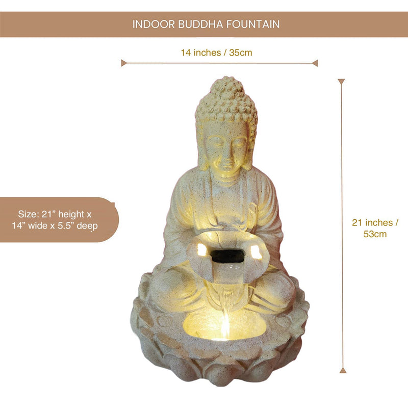 ALILA Lotus Buddha Statue Water Fountain for Living Room Home Office Garden Decor Decoration Table Top Indoor Outdoor Gift Gifting Items, 21inches / 53cm