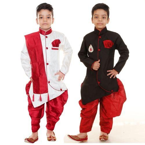 Kids Solid & Applique Kurta Dhoti Pant Dupatta Set (Pack of 2)