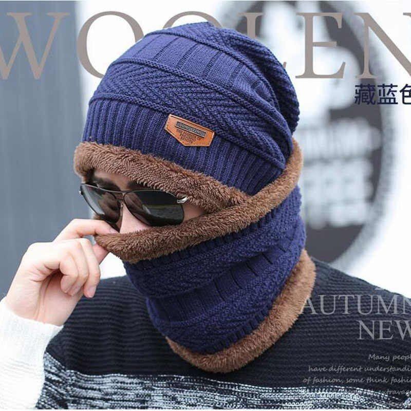 Men's Woollen Cap Set With Neck Muffler