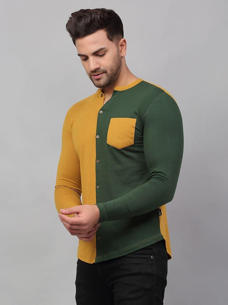 Rigo International Cotton Color Block Full Sleeves Slim Fit Casual Shirts