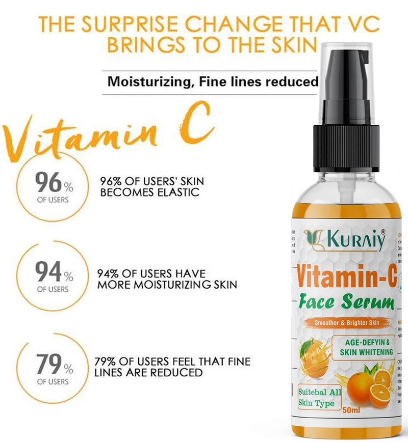 Kuraiy Vitamin C Face Serum - Skin Brightening Serum , Anti-Aging, Skin Repair, Supercharged Face Serum, Dark Circle, Fine Line & Sun Damage Corrector Face Serum  (50 ml)