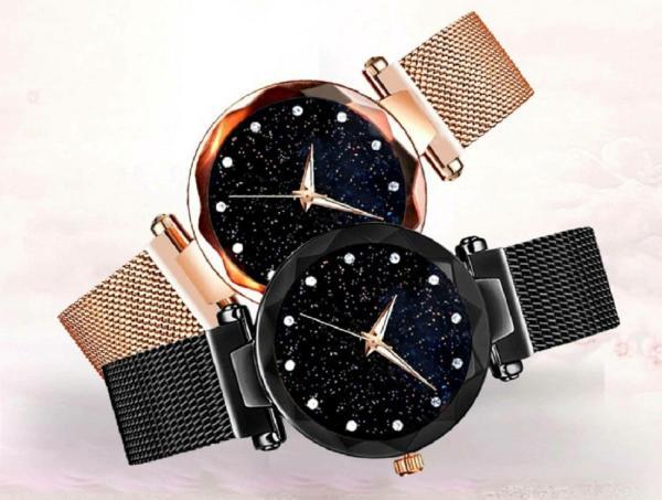 Just Like Casual Designer Black Dial Combo of Magnet Watch Pack of 2 (Multicolor)