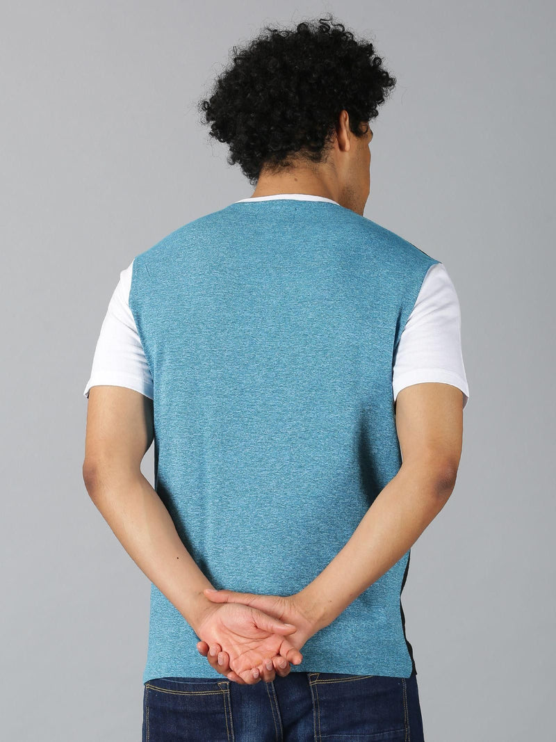 Urgear Cotton Color Block Half Sleeves Round Neck Mens T-shirt