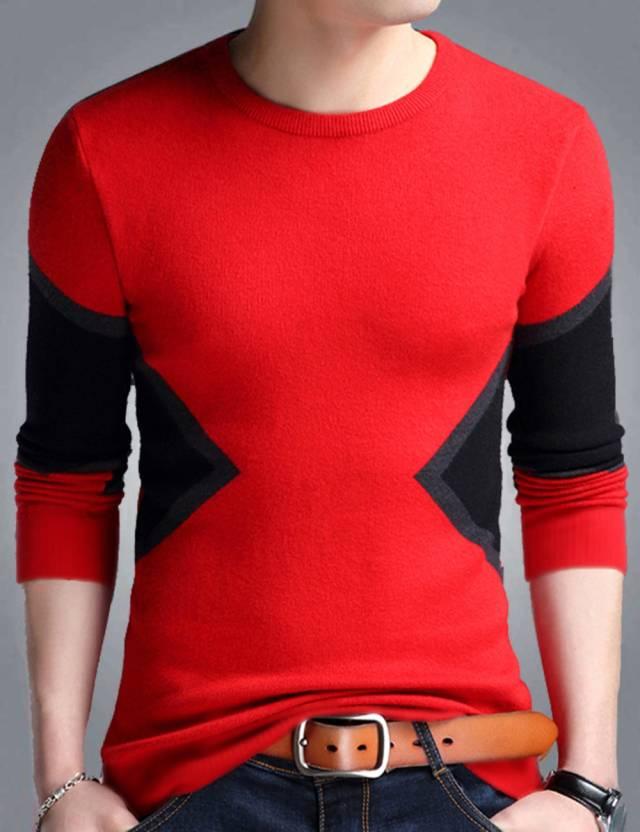 Cotton Blend Color Block Full Sleeves T-Shirts