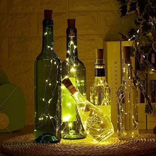 20 Led Wine Bottle Cork Copper Wire String Lights 2M Battery Operated (Warm White Pack Of 20)