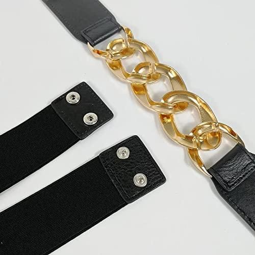 Women's Elastic Waist Stretchable Gold Chain Belt (Pack Of 1)
