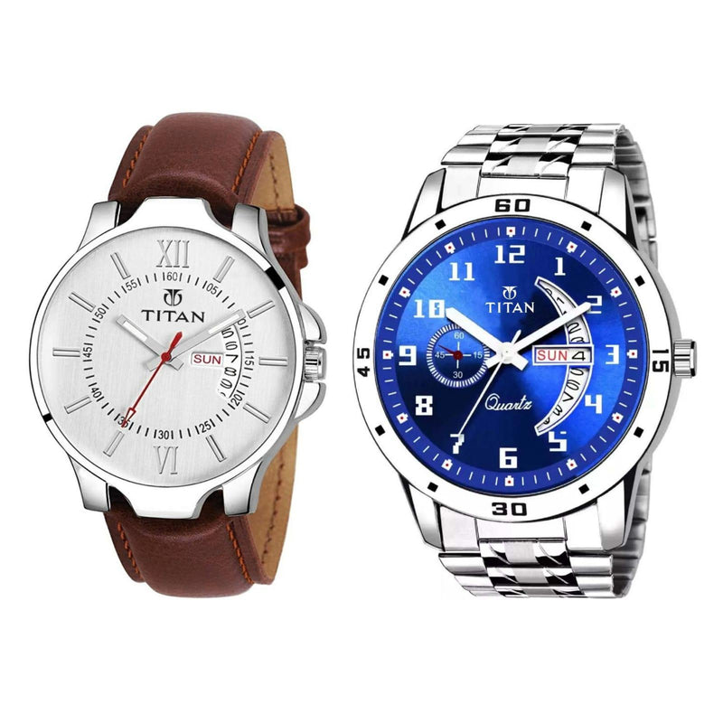 Premium Men's Analog Watch Vol 4 And New Pu Leather Analog Watch