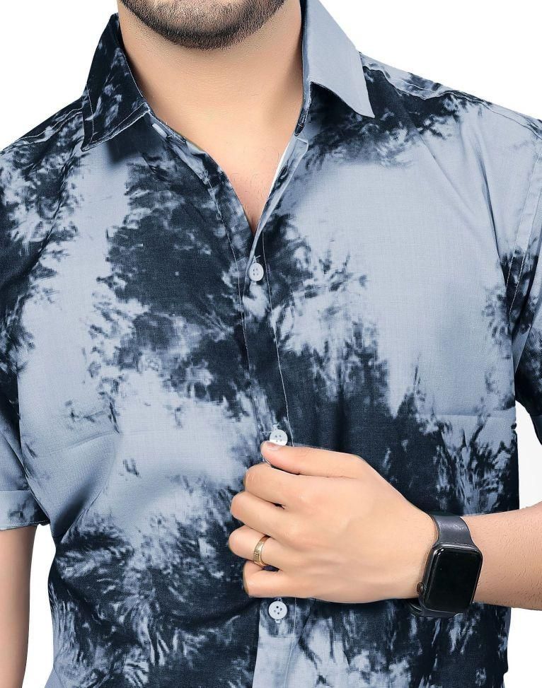 Cotton Blend Printed Half Sleeves Mens Casual Shirt