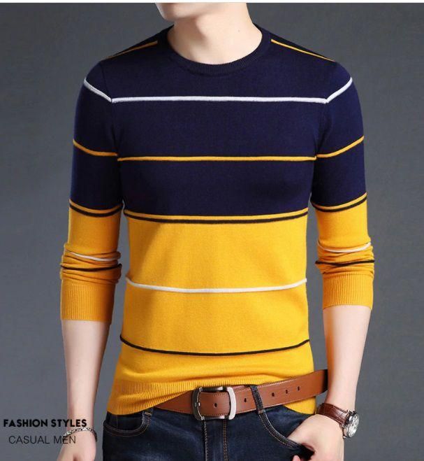 Cotton Blend Color Block Full Sleeves T-shirt