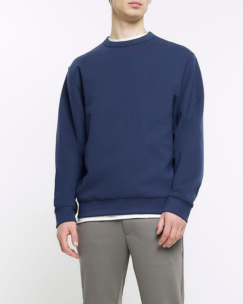 Men Full Sleeve Blue Color Solid Sweatshirt