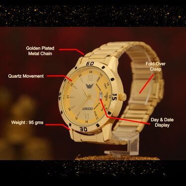 Fidato Golden Watch With Golden Chain with Magnetic Digital Watch Combo