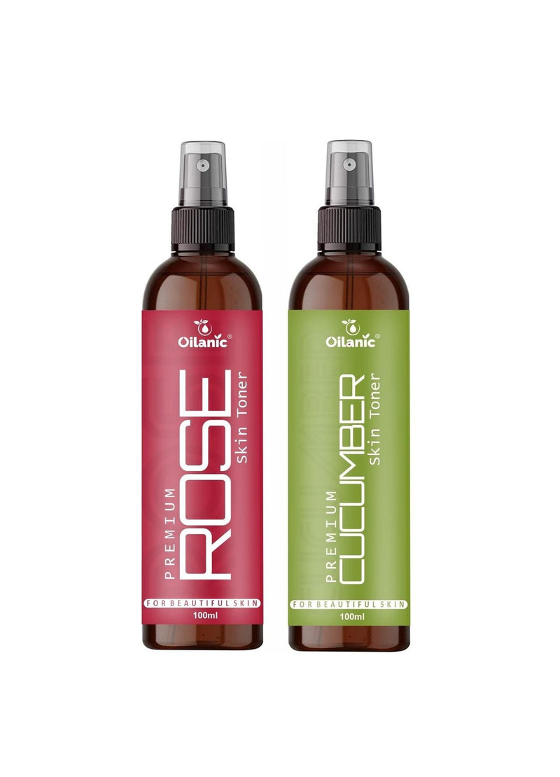 Oilanic Premium Rose & Cucumber Face Toner For Men & Women Combo Pack of 2 Bottles of 100 ml (200 ml )