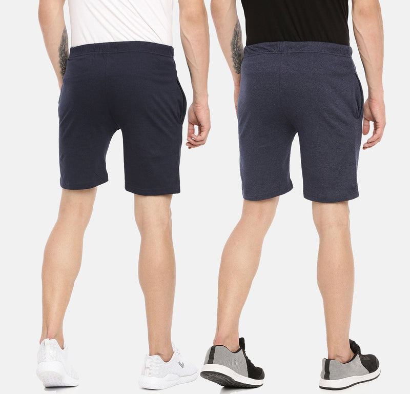Cotton Blend Solid Regular Fit Mens Sport Shorts Pack Of 2