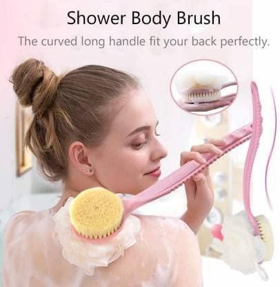 2 IN 1 Loofah With Handle Body Brush, Bath shower Brush (pack of 1)
