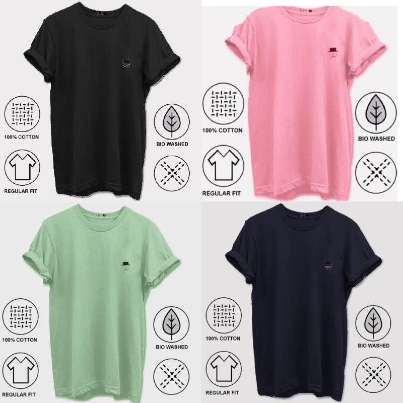 Cotton Blend Solid Hald Sleeves Mens Round Neck T-shirt Pack Of 4