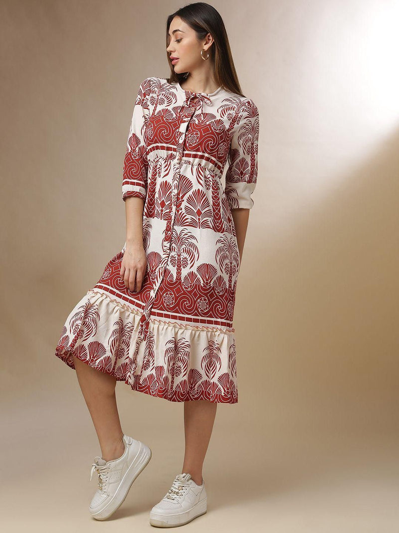 Campus Sutra Women's Blended Printed A-Line Dress