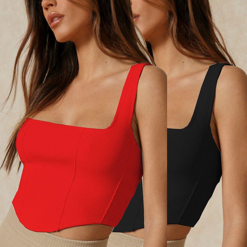 Clafoutis Pack Of 2 Square Neck Crop Top