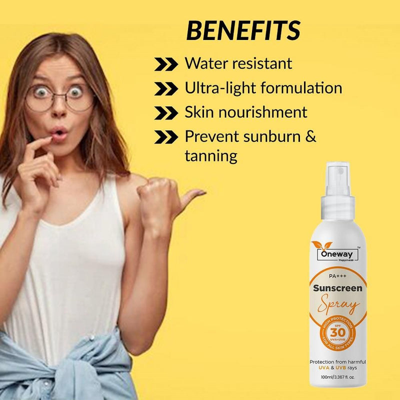 Oneway Happiness Sunscreen Matte Finish - Spf 30 Pa+++ Spray (100 Ml Each) (pack Of 1)