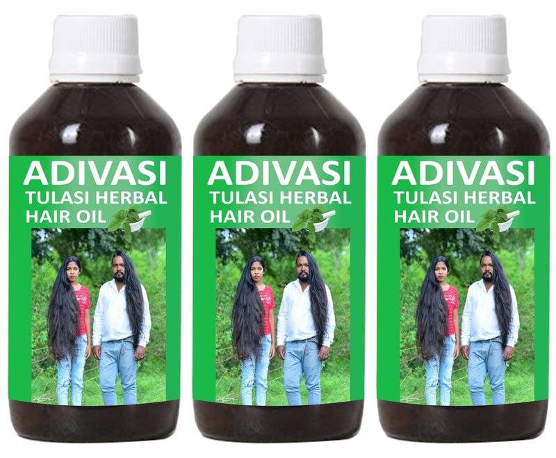 Oilanic Organics Adivasi Tulsi Herbal Hair Oil For Hair Fall And Hair Growths  Ayurvedic Combo Pack Of 3 Bottles Of 125 Ml(375 Ml)