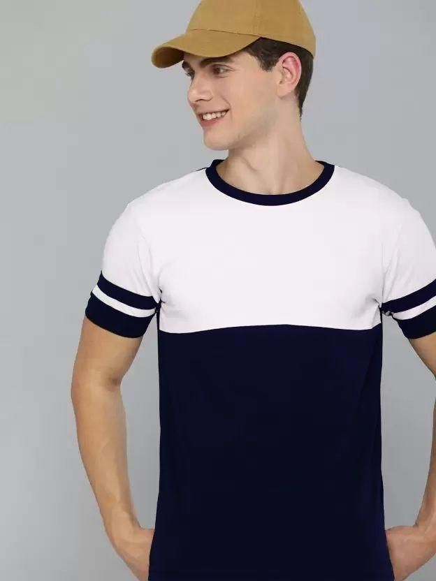 Cotton Blend Solid Half Sleeves Mens Round Neck T-Shirt