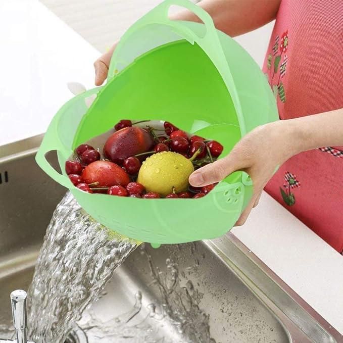 Multifunctional Washing/Draining Vegetables & Fruit Basket Strainer with Transparent Lid Container 11 Inch