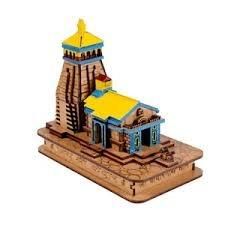 Hand Crafted Kedarnath Temple in Wood Color 3D Model Mandir Statue(4 Inch)