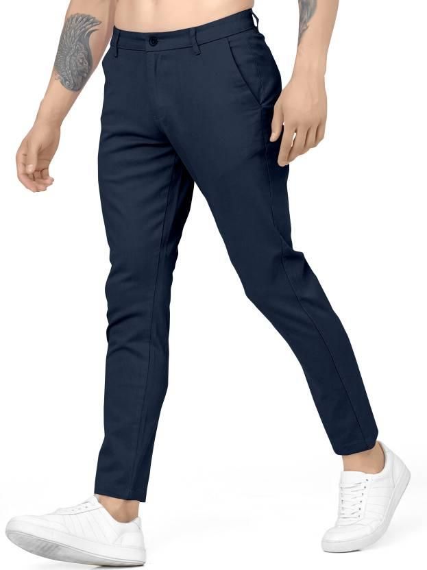 Lycra Solid Regular Fit Mens Casual Trouser