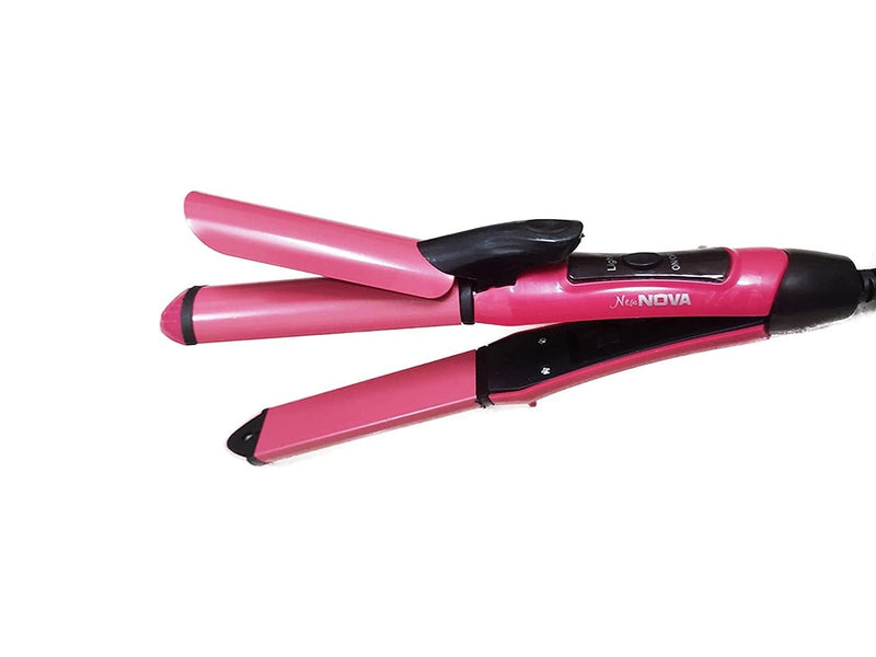 2 IN 1 HAIR BEAUTY SET NHC-2009,CURL & STRAIGHT- (PINK COLOR)