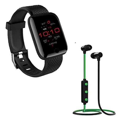 Bluetooth D116 Smartwatch + Sport Wireless Bluetooth Magnet Headset  (pack Of 2)