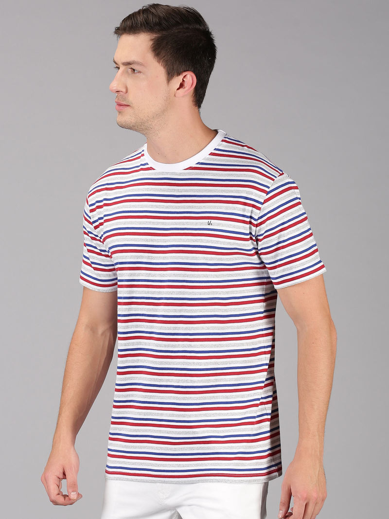 Urgear Cotton Stripes Half Sleeves Mens Round neck T-Shirt