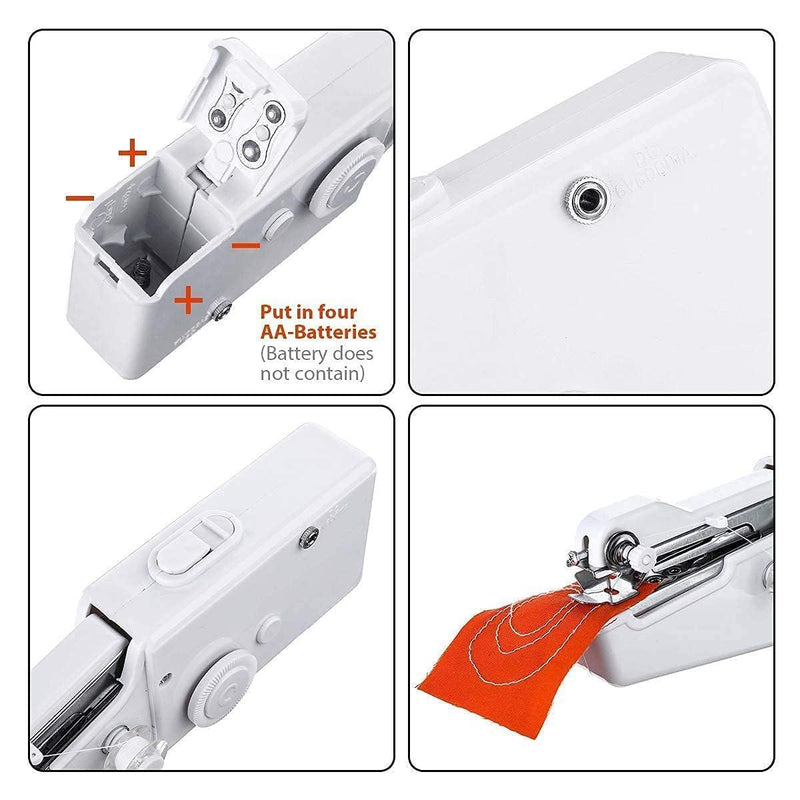 Handy Stitch Sewing Machines for Home Tailoring use, AC/DC Electric Mini Portable Cordless Stitching Machine Handheld Manual Machine (White, Stapler)