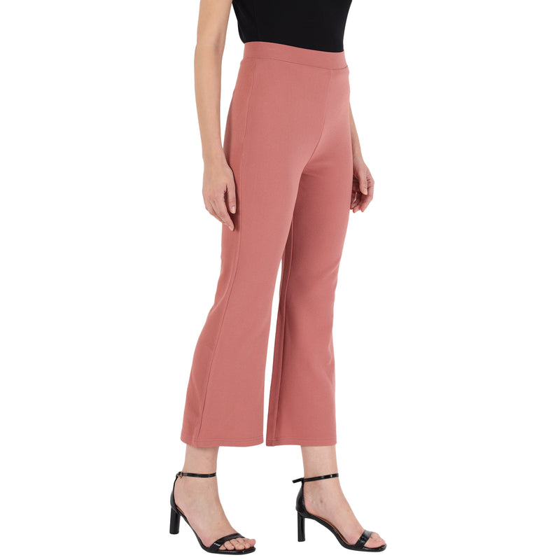 Trend Arrest Women's Stylish Pink Bootcut Pants