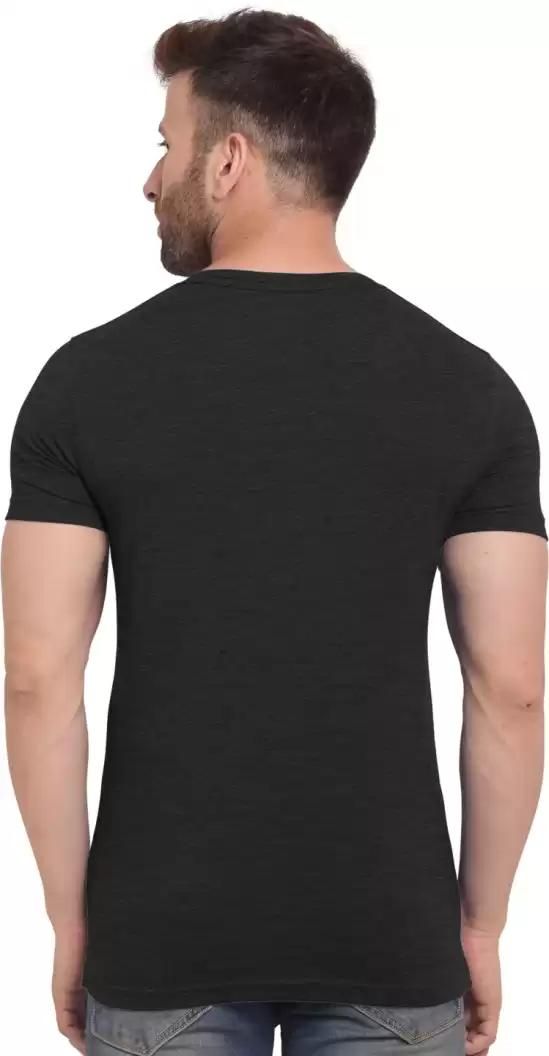 Cotton Solid Half Sleeves Round Neck Mens Casual T-shirt