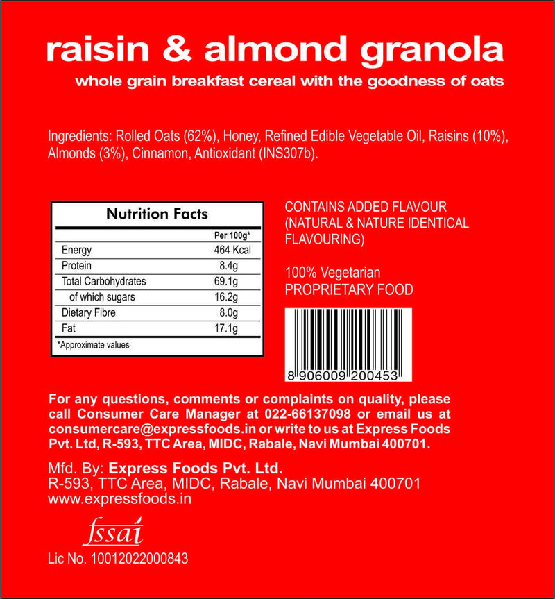 Express Foods Raisin and Almond Granola, 1kg