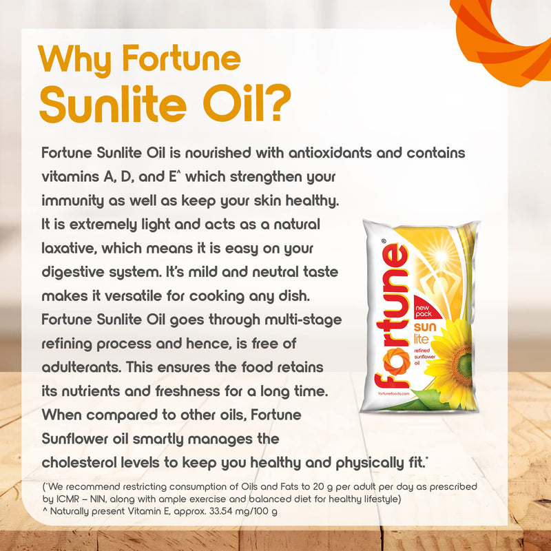 Fortune Sunlite Refined Sunflower Oil, 1L