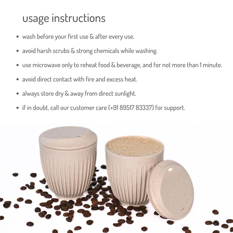 Eha Earth-Friendly Retro Coffee Cup Set of 4 | 250 ml | Coffee Mug with Lid | Made with Rice Husk | Tea Cup with lid | Microwave Safe | for Hot & Cold Coffee, Milk & Tea Mug | Multi-Light