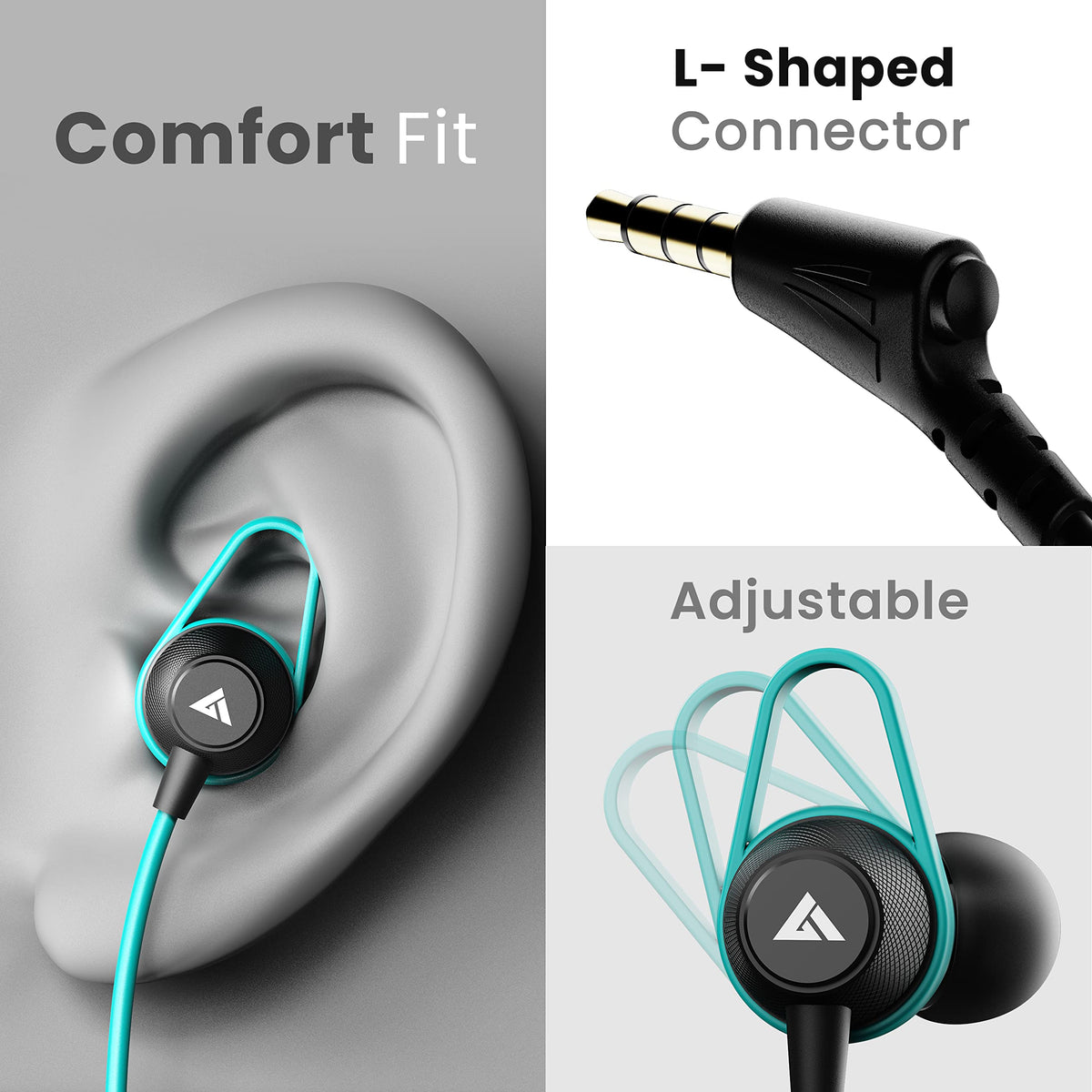 Boult Audio Bassbuds Loop 2 Wired in Ear Earphones with Mic 10mm Powe