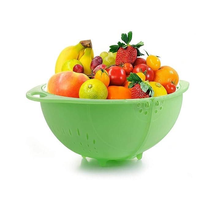 Multifunctional Washing/Draining Vegetables & Fruit Basket Strainer with Transparent Lid Container 11 Inch