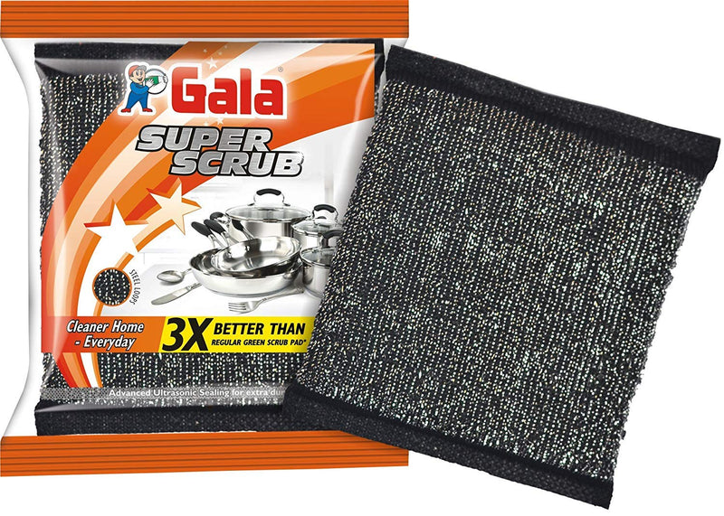 Gala Super Scrub Set – Made of Steel – Black – Pack of 6