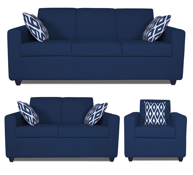 Adorn India Monteno Six Seater 3+2+1 Sofa Set (Blue)