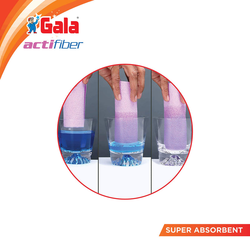 Gala Actifiber Kitchen Sponge Cloth for Table Tops and Glass Wipe (Combination of Microfiber and PVA Cloth) 3 Pcs