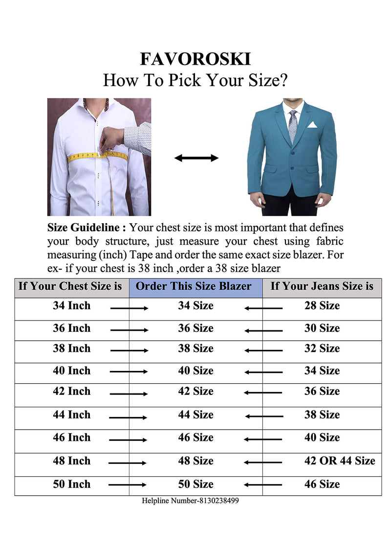 FAVOROSKI Designer Men's Slim Fit Notched Lapel Single Breasted Solid Blazer, Grey (FAVBL161114-GREY-L)