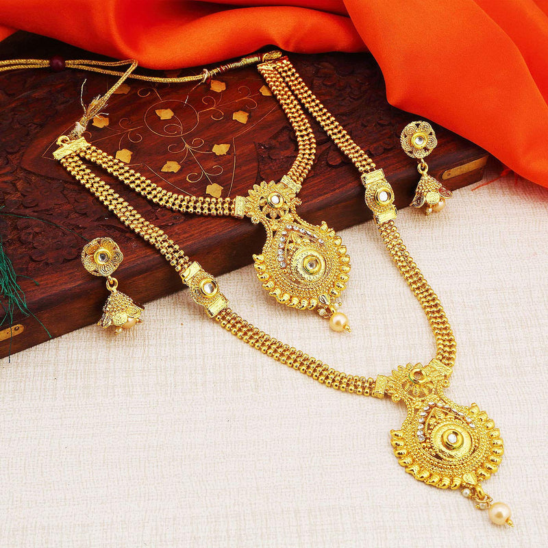 Sukkhi Ethnic Gold Plated Kundan Multi-String Set of 3 Necklace Combo for Women (SKR48716)